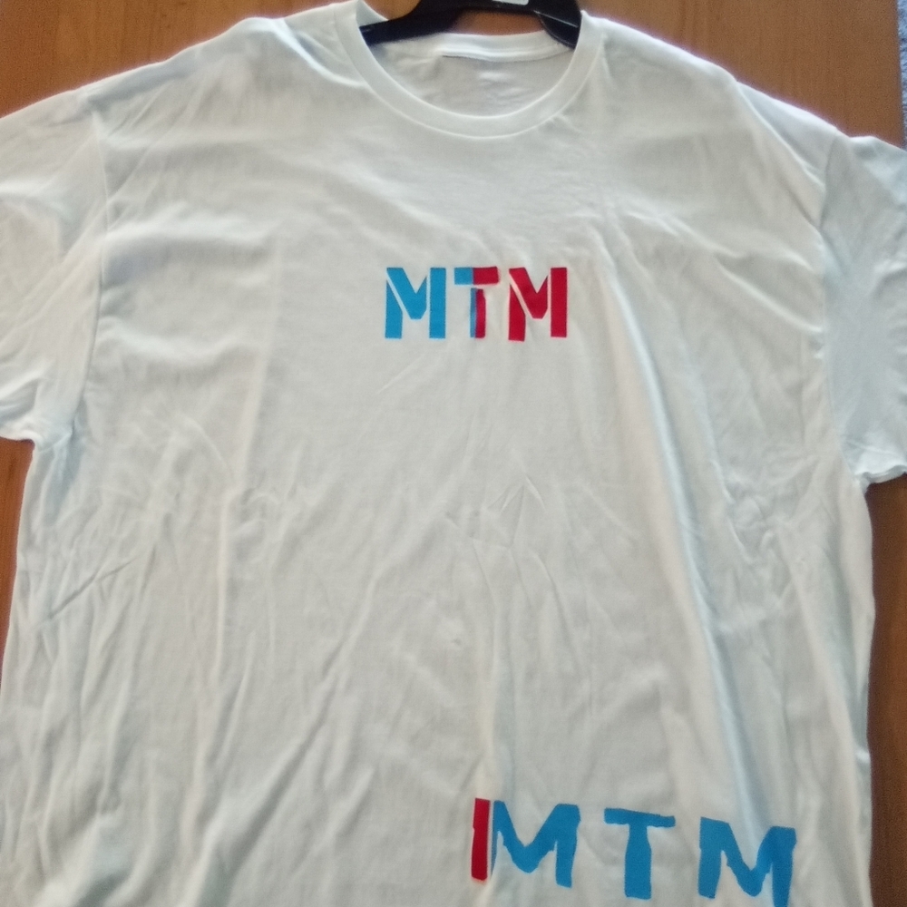 MTM White T-Shirt with Blue and Red Logo